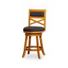 24" Counter Height X-Back Swivel Stool, Natural Finish, Charcoal Fabric Seat