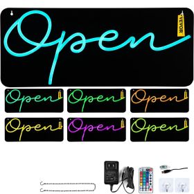 VEVOR LED Open Sign, 22" x 9" Neon Open Sign for Business, Multiple Flashing and Color Modes Neon Lights Signs with Remote Control and Power Adapter