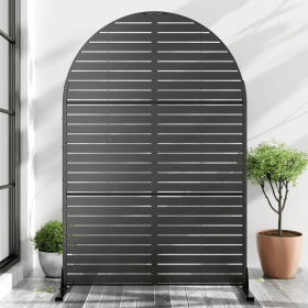 Classic Shutters Black Arched Metal Outdoor Privacy Screen