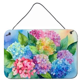 NEW Hydrangeas in Watercolor Wall or Door Hanging Prints Aluminum Metal Sign Kitchen Wall Bar Bathroom Plaque Home Decor, 8HX12W, Multicolor