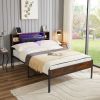 Bed Frame with Storage Headboard/USB Charging Station,Metal Platform Bed Frame Full Size No Box Spring Needed,Noise-Free,Strong Steel Slats Support