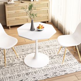 31.50"Modern Octagonal Coffee Table with MDF Table Top,Metal Base, for Dining Room, Kitchen, Living Room,White