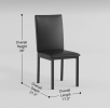 Set of 4 Dining Chairs Black Faux Leather Upholstery Casual Dining Room Furniture Metal Frame