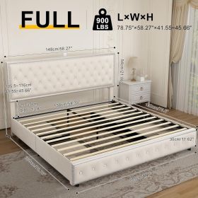 Queen size bed frame with 4 drawers, Star Galaxy Projector, USB Charger, Music Speaker, Adjustable Upholstered Headboard with Diamond Button,Velvet