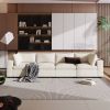 U-style Upholstered Modular Sofa with with Storage Space, USB Charge Ports,Wireless Charging and Built-in Bluetooth Speaker in Arm