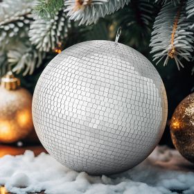 Mirror Disco Ball 16 In Silver Party Large Disco Ball with Hanging Ring