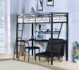 Senon Silver & Black Finish Twin Loft Bed W/Desk