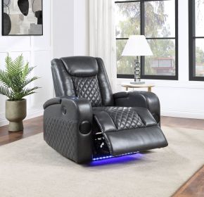 Alair Dark Gray Leather Aire Power Motion Recliner W/Bluetooth, Wireless Charger & Cupholder