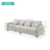 [VIDEO provided] [New] 104" 4-Seater Modern Linen Fabric Sofa with Armrest Pockets and 4 Pillows,Minimalist Style Couch for Living Room, Apartment