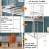 Twin Over Twin Metal Bunk Bed,Metal Structure Bedframe with Safety Guardrails and 2 ladders,Convertible Bunkbeds