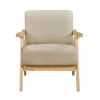 Modern Home Furniture Light Brown Fabric Upholstered 1pc Accent Chair Cushion Back and Seat Natural Finish Solid Rubber Wood Furniture