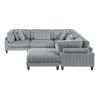 6pc Modular Sectional Set Gray Corduroy Upholstery 2x Armless Chairs 3x Corner Seats 1x Ottoman Pillows Living Room Furniture