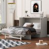Queen Size Murphy Bed with Large Drawers & USB Ports,Brushed White