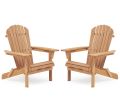Wooden Outdoor Folding Adirondack Chair Set of 2 Wood Lounge Patio Chair for Garden,Garden, Lawn, Backyard, Deck, Pool Side, Fire Pit,Half Assembled,