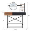 40" Makeup Vanity Desk with 3-Mode Lighted Mirror & Wireless Charging Station , Vanity Table with Drawer & 3 Open Shelves for Ample Storage Space