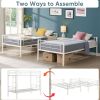 Twin Over Twin Metal Bunk Bed,Metal Structure Bedframe with Safety Guardrails and 2 ladders,Convertible Bunkbeds