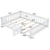 Full Size Floor Platform Bed with Fence and Door for Kids, Montessori Floor Bed Frame with Support Slats for Toddlers, Wooden Floor Bed White