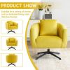 360° Swivel Accent Chair, Modern Velvet Fabric Living Room Armchair, Comfy Wide Upholstered with Fluffy Cushion and Metal Legs