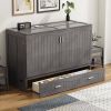 Queen Size Murphy Bed with Built-In Charging Station, Antique Grey(ETA:12.16)