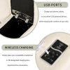 U-style Upholstered Modular Sofa with with Storage Space, USB Charge Ports,Wireless Charging and Built-in Bluetooth Speaker in Arm