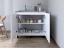 Utility sink cabinet Burwood, Two Shelves, White Finish