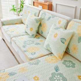 Summer latex ice silk sofa cover, all inclusive, universal cover, cat proof and scratch resistant sofa cover, universal cool mat, seat cushion (Color: Green Lotus, size: 60*60)