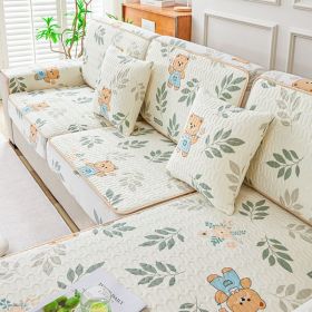 Summer latex ice silk sofa cover, all inclusive, universal cover, cat proof and scratch resistant sofa cover, universal cool mat, seat cushion (Color: Danyun Bear Leaf, size: 80*150)