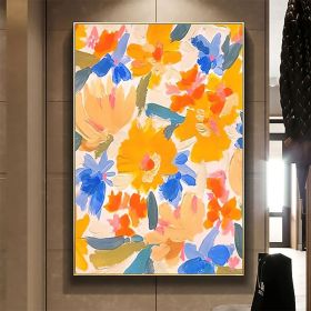 Handmade Oil Painting Canvas Wall Art Decor Original Orange Flower Painting Abstract Floral Painting Living Room Hallway Bedroom Luxurious Decorative (size: 150x220cm, Style: 01)