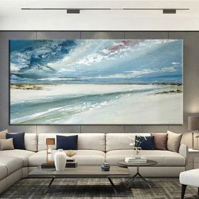 Hand Painted Oil Paintings Abstract Seascape Painting Beach Ocean  Living Room Hallway Luxurious Decorative Painting (size: 150x220cm, Style: 01)