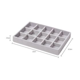 Hot Sales Fashion Portable Velvet Jewelry Ring Jewelry Display Organizer Box Tray Holder Earring Jewelry Storage Case Showcase (Color: Gray 15 grid)