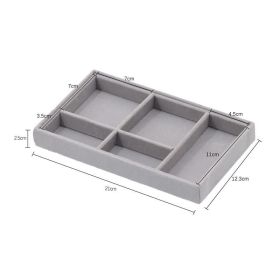 Hot Sales Fashion Portable Velvet Jewelry Ring Jewelry Display Organizer Box Tray Holder Earring Jewelry Storage Case Showcase (Color: Gray 5 grid)