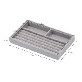 Hot Sales Fashion Portable Velvet Jewelry Ring Jewelry Display Organizer Box Tray Holder Earring Jewelry Storage Case Showcase (Color: Gray 2 grid)