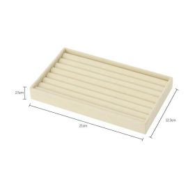 Hot Sales Fashion Portable Velvet Jewelry Ring Jewelry Display Organizer Box Tray Holder Earring Jewelry Storage Case Showcase (Color: Beige ring plate)