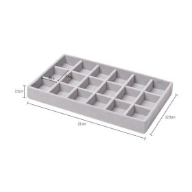 Hot Sales Fashion Portable Velvet Jewelry Ring Jewelry Display Organizer Box Tray Holder Earring Jewelry Storage Case Showcase (Color: Gray 18 grid)