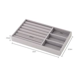Hot Sales Fashion Portable Velvet Jewelry Ring Jewelry Display Organizer Box Tray Holder Earring Jewelry Storage Case Showcase (Color: Gray 3 plus 1)