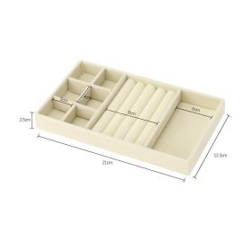 Hot Sales Fashion Portable Velvet Jewelry Ring Jewelry Display Organizer Box Tray Holder Earring Jewelry Storage Case Showcase (Color: Beige 3-in-1)
