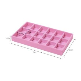Hot Sales Fashion Portable Velvet Jewelry Ring Jewelry Display Organizer Box Tray Holder Earring Jewelry Storage Case Showcase (Color: Pink 18 grid)