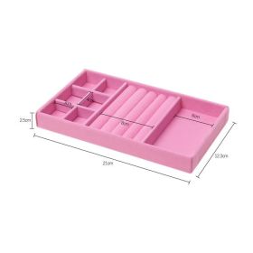 Hot Sales Fashion Portable Velvet Jewelry Ring Jewelry Display Organizer Box Tray Holder Earring Jewelry Storage Case Showcase (Color: Pink 3-in-1)