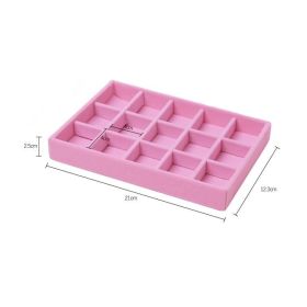 Hot Sales Fashion Portable Velvet Jewelry Ring Jewelry Display Organizer Box Tray Holder Earring Jewelry Storage Case Showcase (Color: Pink 15 grid)