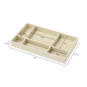 Hot Sales Fashion Portable Velvet Jewelry Ring Jewelry Display Organizer Box Tray Holder Earring Jewelry Storage Case Showcase (Color: Beige 6 grids)