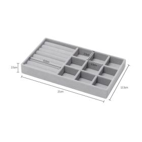 Hot Sales Fashion Portable Velvet Jewelry Ring Jewelry Display Organizer Box Tray Holder Earring Jewelry Storage Case Showcase (Color: Gray 9 grids ring)
