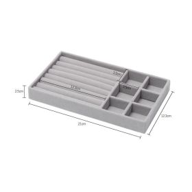 Hot Sales Fashion Portable Velvet Jewelry Ring Jewelry Display Organizer Box Tray Holder Earring Jewelry Storage Case Showcase (Color: Gray 6 grids ring)
