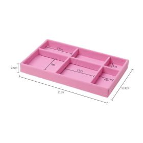 Hot Sales Fashion Portable Velvet Jewelry Ring Jewelry Display Organizer Box Tray Holder Earring Jewelry Storage Case Showcase (Color: Pink 6 grid)