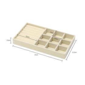 Hot Sales Fashion Portable Velvet Jewelry Ring Jewelry Display Organizer Box Tray Holder Earring Jewelry Storage Case Showcase (Color: Beige 9 grids ring)