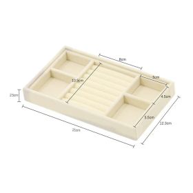 Hot Sales Fashion Portable Velvet Jewelry Ring Jewelry Display Organizer Box Tray Holder Earring Jewelry Storage Case Showcase (Color: Beige 5 grid)
