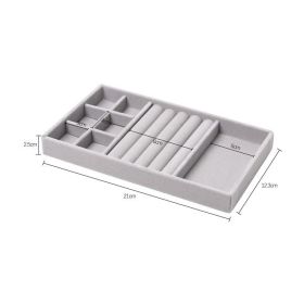 Hot Sales Fashion Portable Velvet Jewelry Ring Jewelry Display Organizer Box Tray Holder Earring Jewelry Storage Case Showcase (Color: Gray 3-in-1)