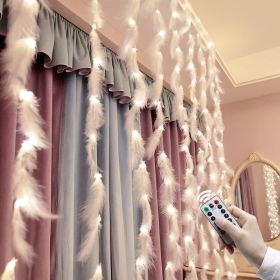 Pink Feather String Lights 9.8Ft Battery Powered Indoor String Light (Color: Warm White)