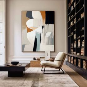 Original Hand-Painted Abstract Mura Beige Black and Gray Wall Art for Modern Interior Deco Unique Abstract Painting for Home Decoration (size: 80x120cm, Style: 01)