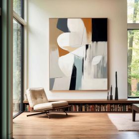 Original Hand-Painted Abstract Mura Beige Black and Gray Wall Art for Modern Interior Deco Unique Abstract Painting for Home Decoration (size: 140x210cm, Style: 01)