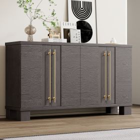 Wood Traditional Style Sideboard with Adjustable Shelves and Gold Handles for Kitchen,Dining Room and Living Room (Color: taupe, Material: MDF)